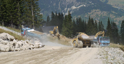 Conveying materials in mountain